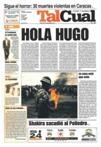 Primera portada de TalCual, el 3 de abril de 2000