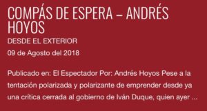 “Compás de espera”, de Andrés Hoyos – Desde el Exterior