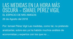 "Las medidas en la hora más oscura", de Ismael Pérez Vigil - El espacio de mis amigos