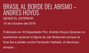 "Brasil al borde del abismo", de Andrés Hoyos - Desde el Exterior