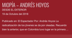 "Miopía", de Andrés Hoyos - Desde el Exterior