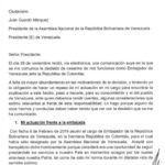 Carta de Calderón Berti a Juan Guaidó