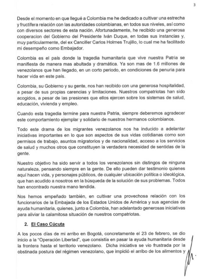 Carta de Calderón Berti a Juan Guaidó